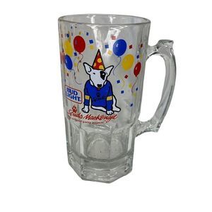 Vintage Spuds Mackenzie Beer Mug Bud Light Budweiser 8" Thick Glass Stein 1980s